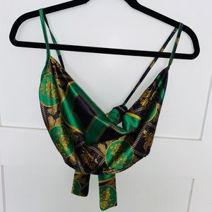 *SOLD* Silky scarf-esque crop top with straps